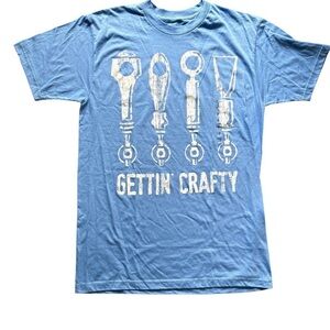 Funny Craft Beer T-Shirt “Gettin’ Crafty” Blue Graphic Tee Size L